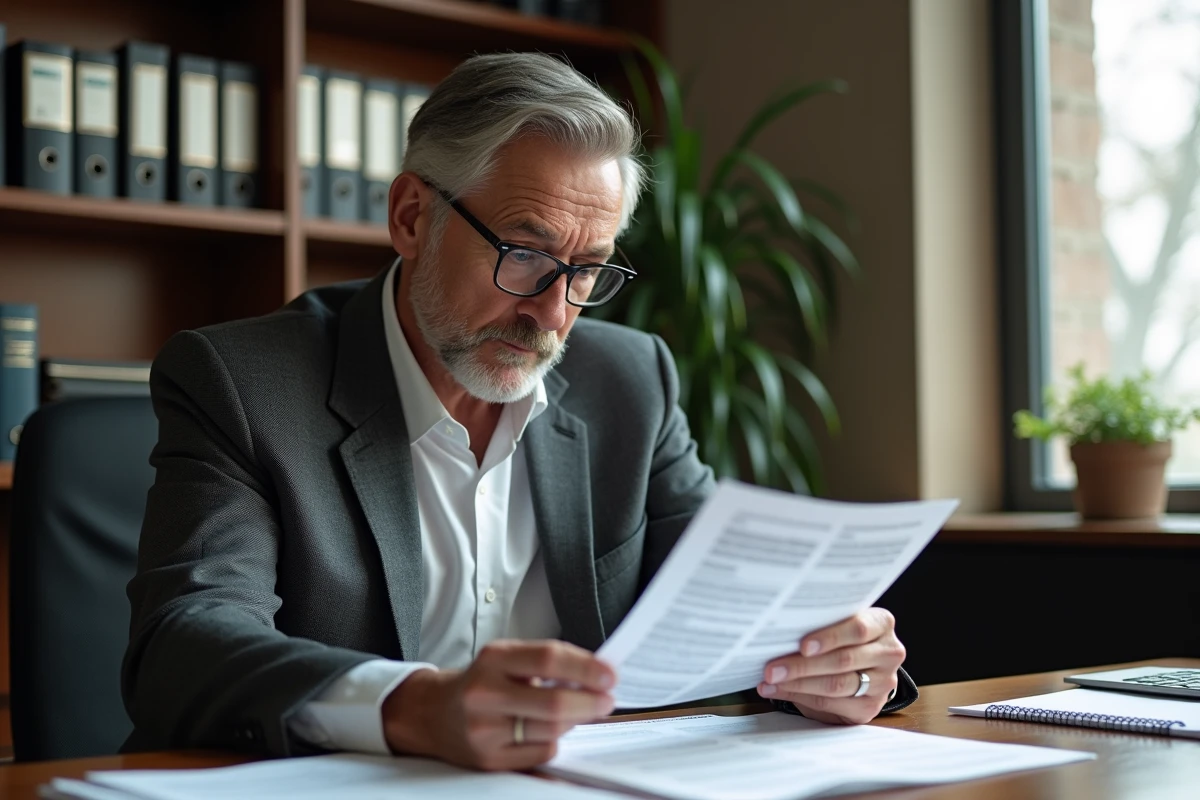Avocat ou conseiller juridique consultant un dossier de permis de visite en prison