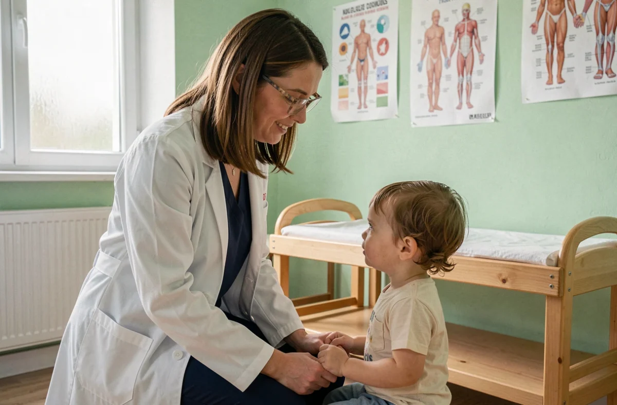 Le Dr Bourjault Caroline, pédiatre à Toulouse, interagissant avec un jeune patient dans son cabinet