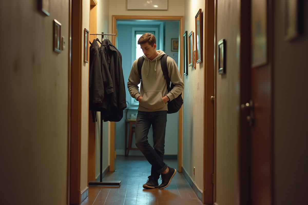 Jeune homme dans le couloir d