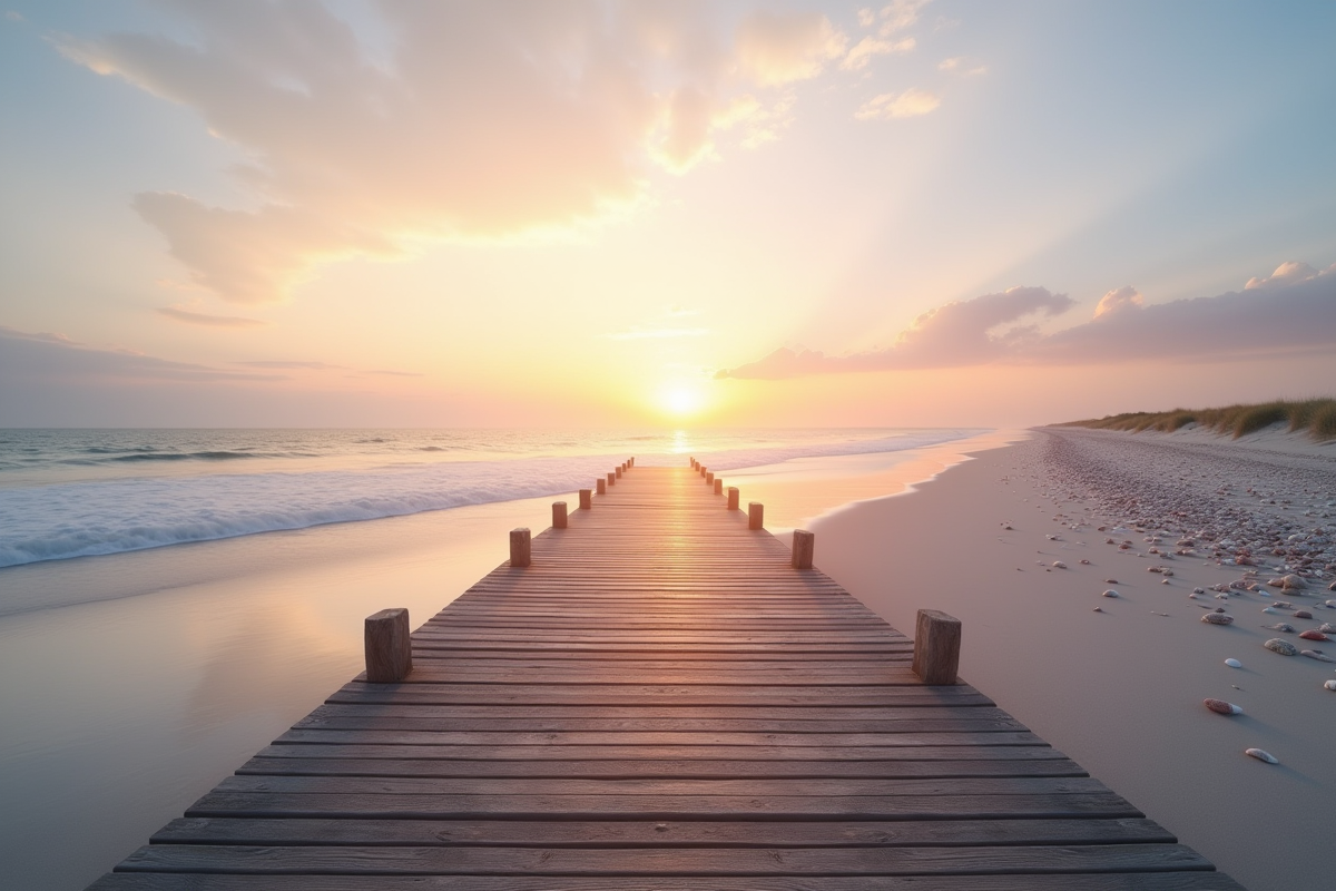 Lever de soleil paisible sur la plage au matin