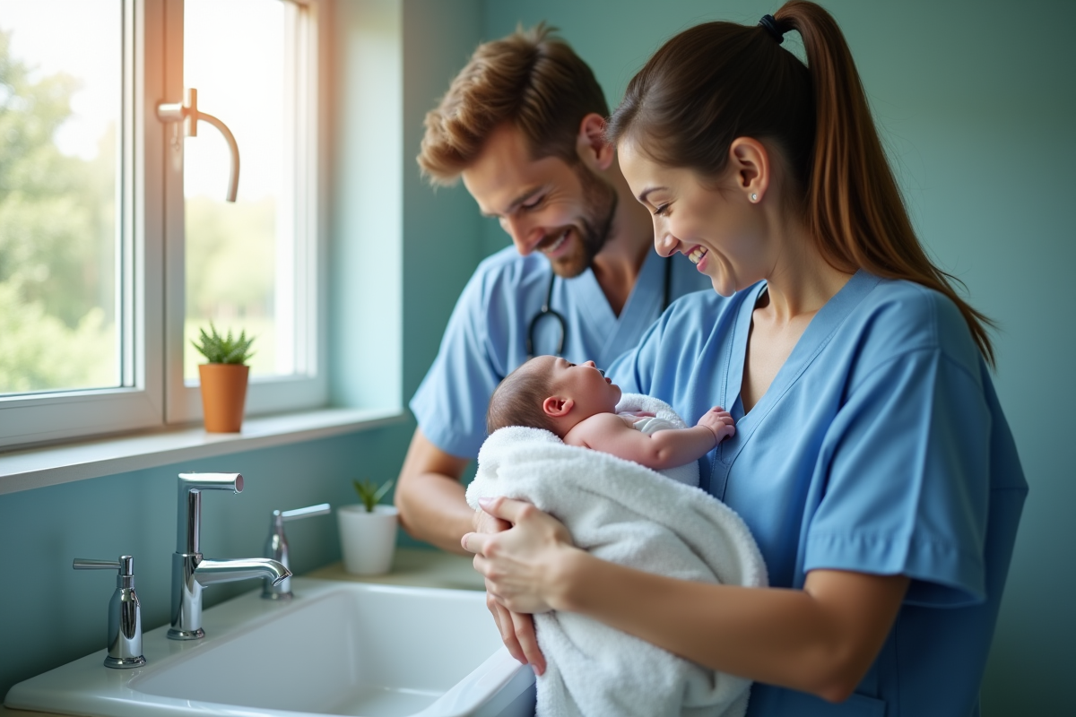 Premier bain du bébé à l’hôpital : timing idéal après la naissance