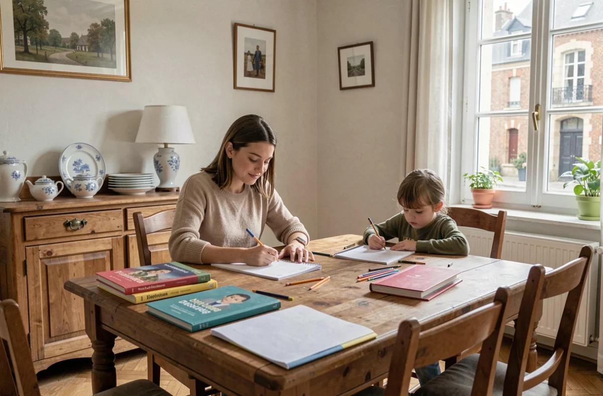 Prouvost Juliette, baby-sitter polyvalente à Nantes, aidant un enfant scolarisé avec ses devoirs à la maison